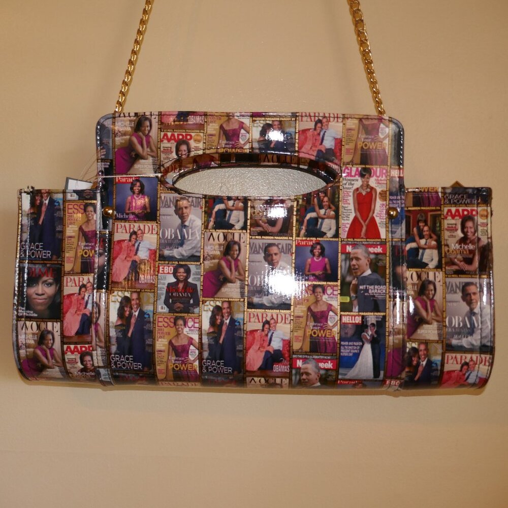 Michelle and Barack Obama Handbag Shoulderbag Glossy Magazine Cover Collage
